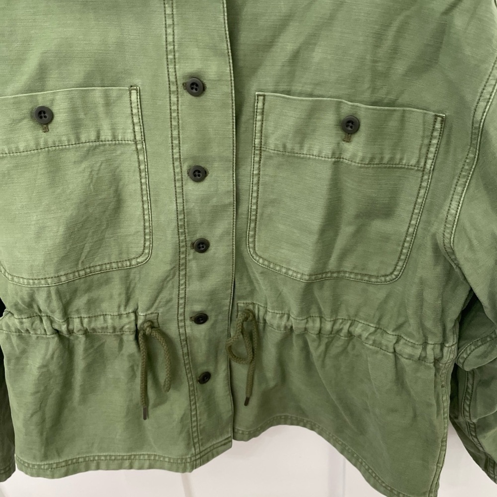 Women’s Madewell Army Green Button front Jacket-Large-cinch drawstring-Pockets - Picture 2 of 7
